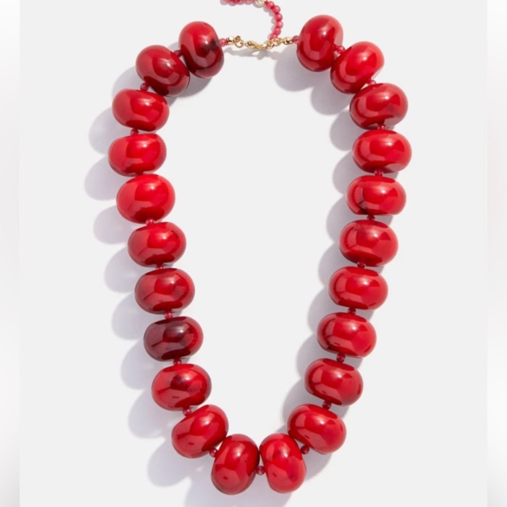 REVOLVE Baublebar Cherry Red Resin Bead Statement Necklace 18in New $68.00